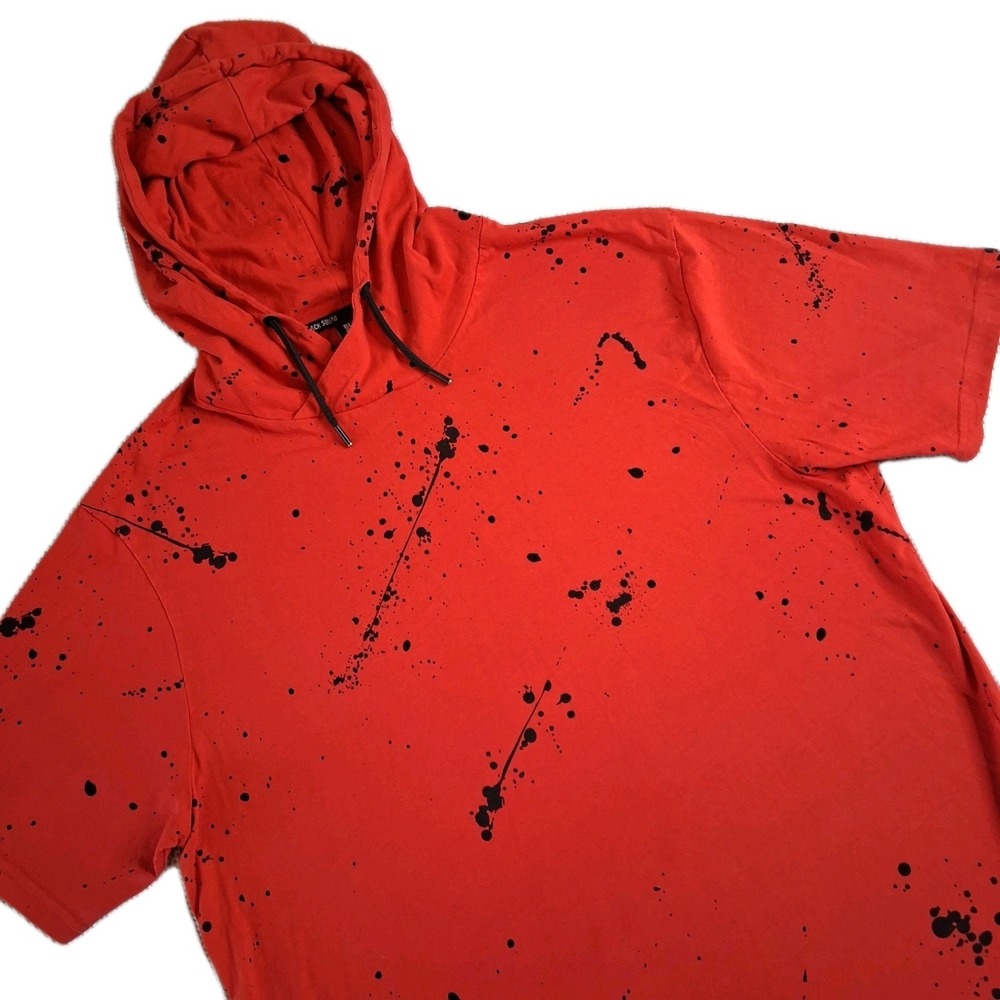 BLACK SQUAD Hoodie Men's XXL Red w/ Black Paint Slatter Graphic Skate Basketball